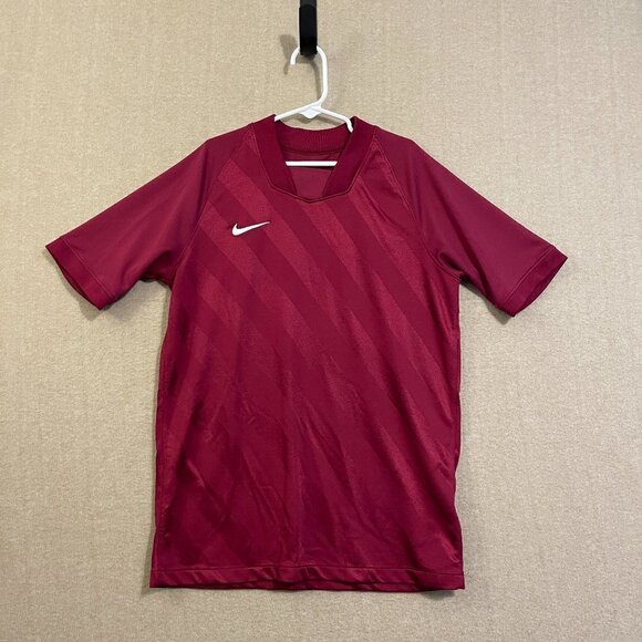 Nike Shirt Boy's Large Burgundy Dri-Fit Embroidered Swoosh Short Sleeves - Picture 1 of 12